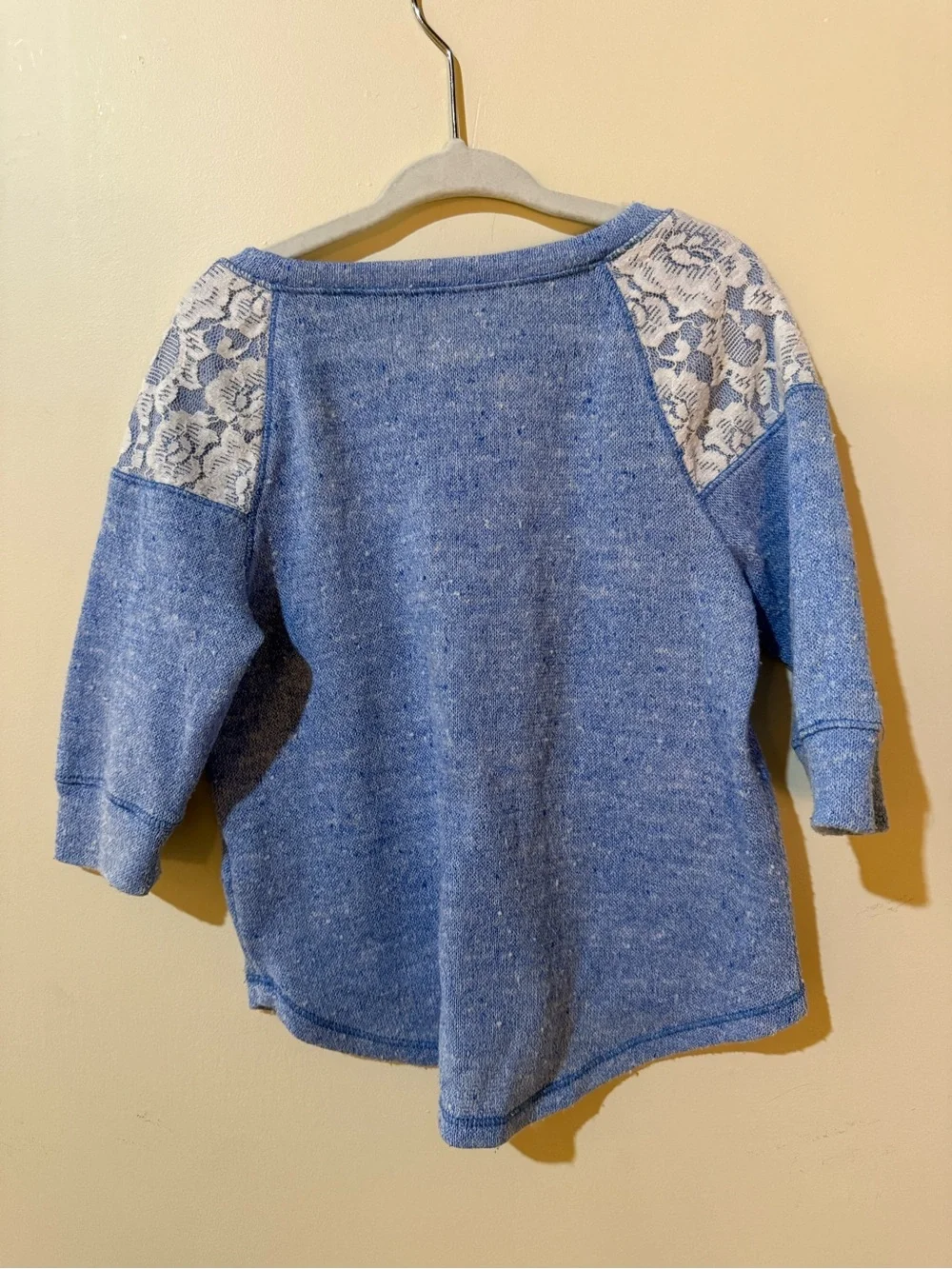 Justice | Girls’ Blue + White Lace Shoulder Sweater Top